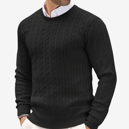 Robin | Men's Crew Neck Cable Knit Sweater - Image 3