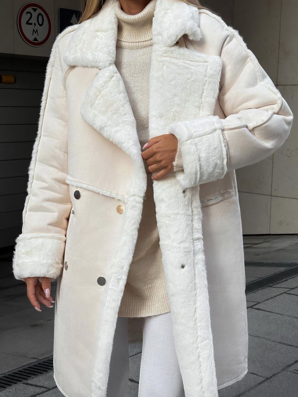 June | Women's Oversized Faux Shearling Coat - Image 1