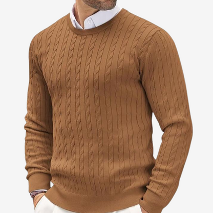 Robin | Men's Crew Neck Cable Knit Sweater - Image 6