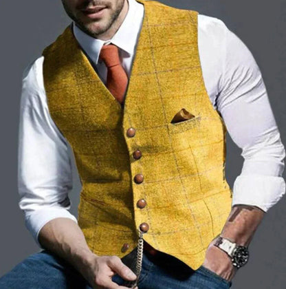 Drake | Men's Slim Fit Tweed Waistcoat - Image 4