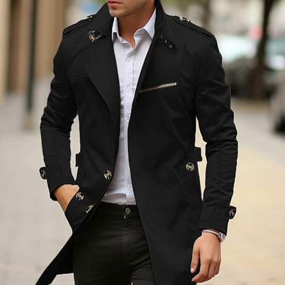 Vincent | Men's Double-Breasted Long Trench Coat - Image 2