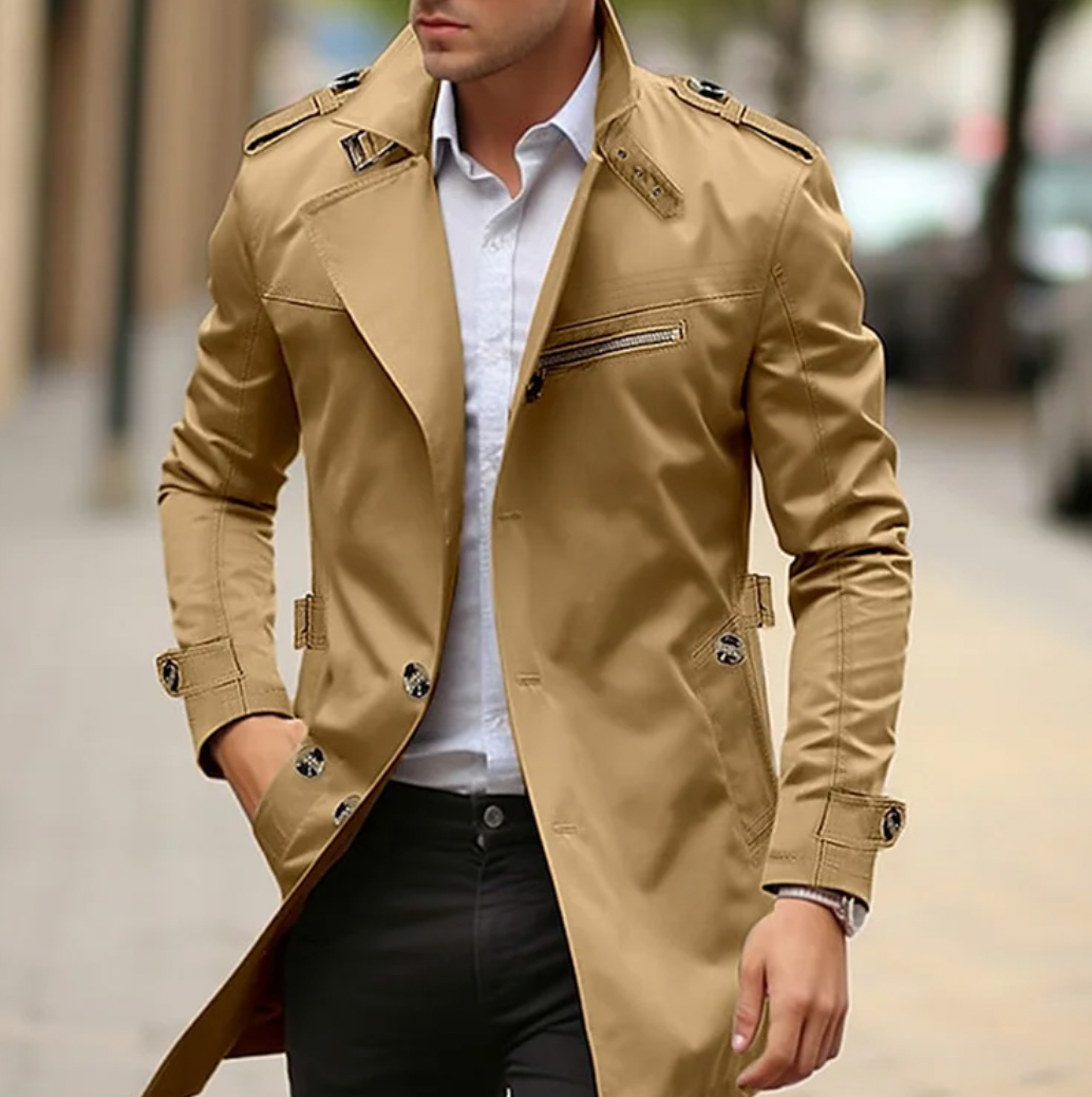 Vincent | Men's Double-Breasted Long Trench Coat - Image 5