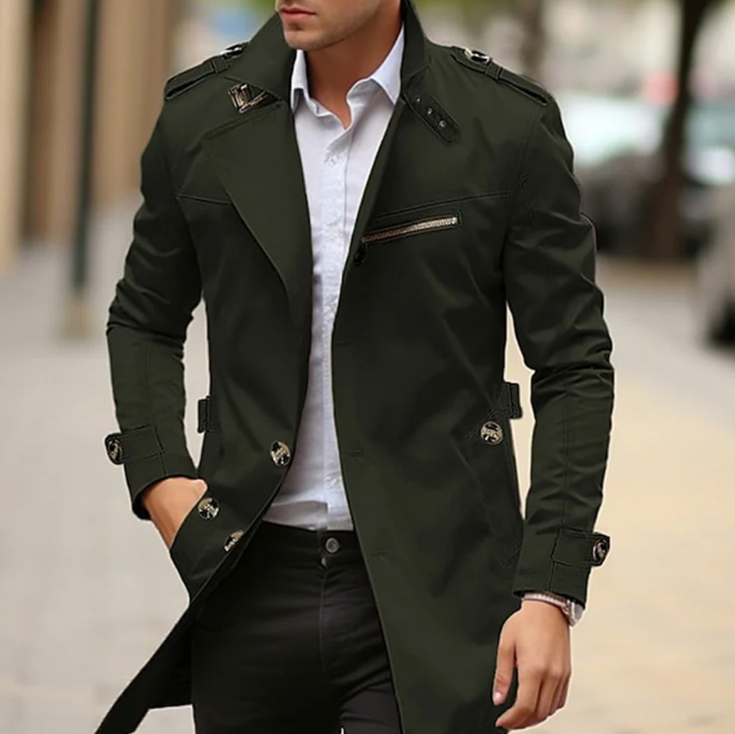 Vincent | Men's Double-Breasted Long Trench Coat - Image 3