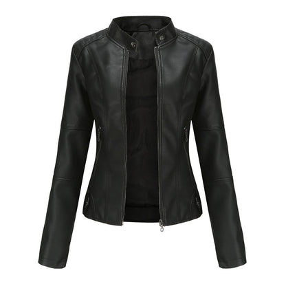 Lillian | Women's Collarless Biker Jacket - Image 2