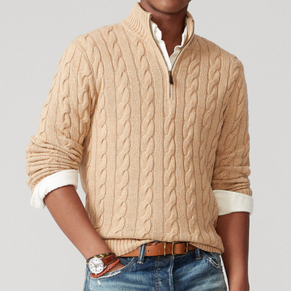Brody | Men's Quarter-Zip Cable Knit Sweater - Image 2