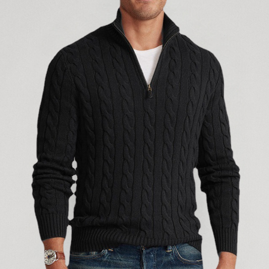 Brody | Men's Quarter-Zip Cable Knit Sweater - Image 1