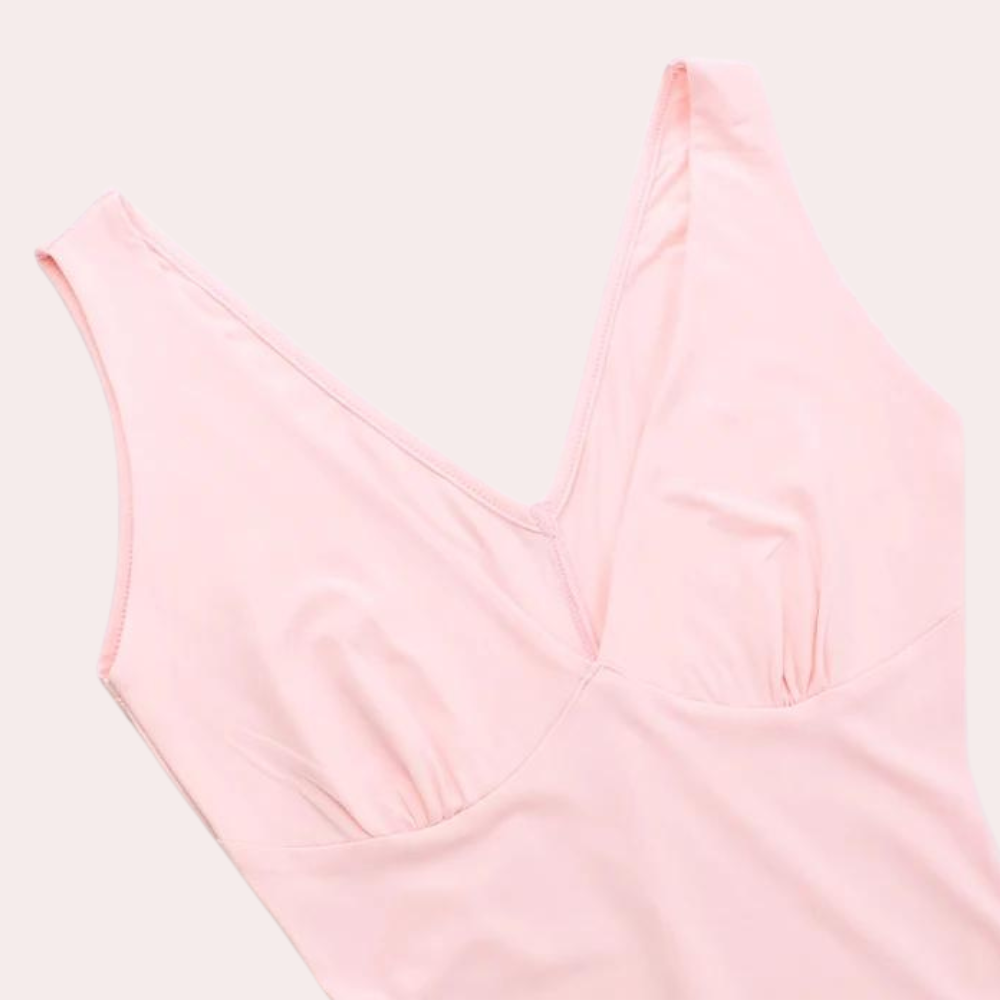 Paige | Elegant Sleeveless V-Neck Maxi Dress with Asymmetrical Slit - Image 5