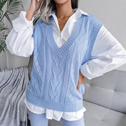 Sue | Women's V-Neck Sleeveless Sweater Vest - Image 1