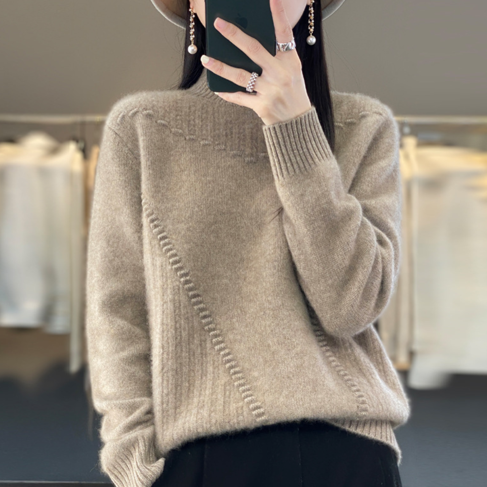 Phyllis | Women's Mock Neck Long Sleeve Sweater - Image 4