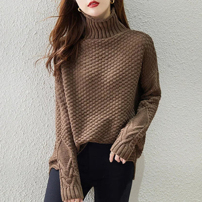 Joanna | Women's Cable Knit Turtleneck Sweater - Image 1