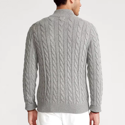 Kris | Men's Quarter-Zip Cable Knit Sweater - Image 3