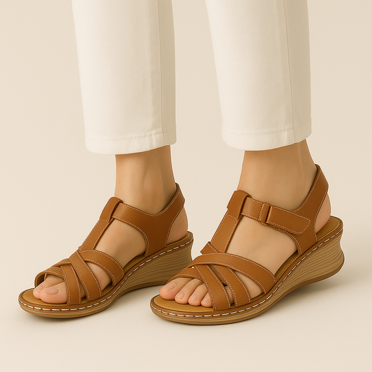 Diana | Orthopedic Women's Sandals with Wedge Heel and Straps - Image 1