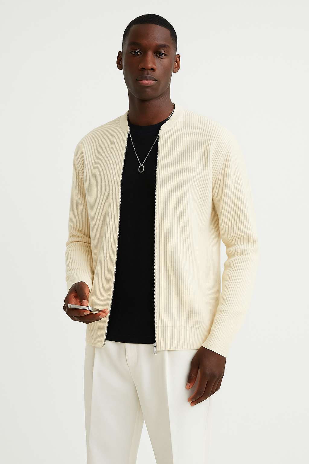 Morgan | Men's Zip Up Ribbed Sweater - Image 3