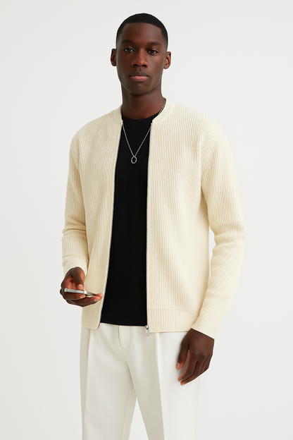 Morgan | Men's Zip Up Ribbed Sweater - Image 3