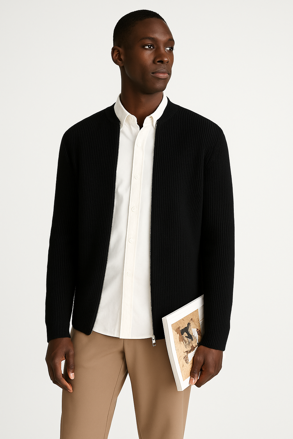 Morgan | Men's Zip Up Ribbed Sweater - Image 2