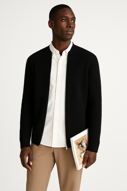 Morgan | Men's Zip Up Ribbed Sweater - Image 2