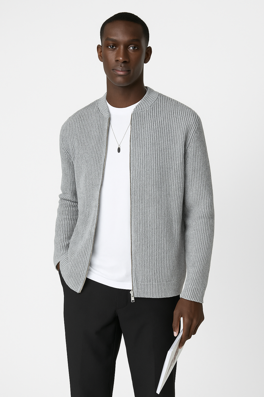 Morgan | Men's Zip Up Ribbed Sweater - Image 4