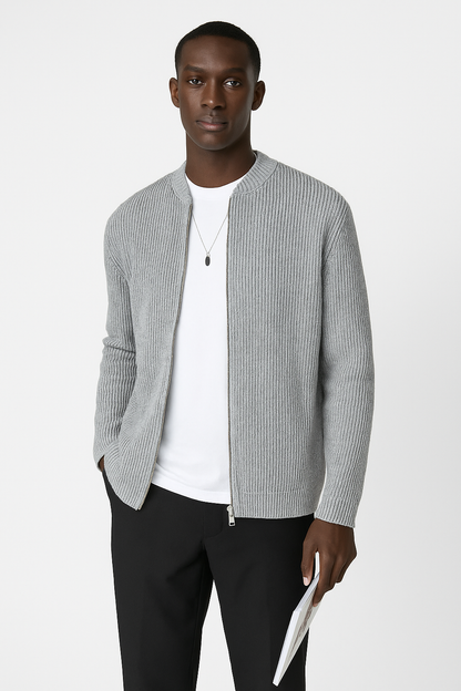 Morgan | Men's Zip Up Ribbed Sweater - Image 4