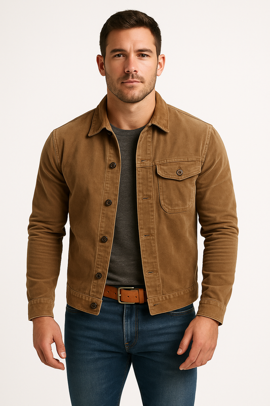 Victor | Men’s Jacket - Casual Cotton Blend - Tailored Fit Shirt Collar - Image 1