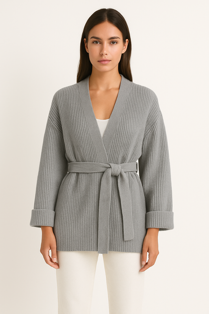 Samantha | Women's Wrap Ribbed Knit Sweater - Image 4