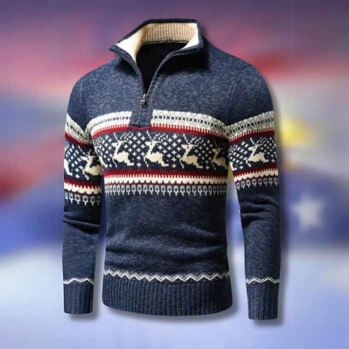 Kris | Men's Fair Isle Half-Zip Sweater - Image 2