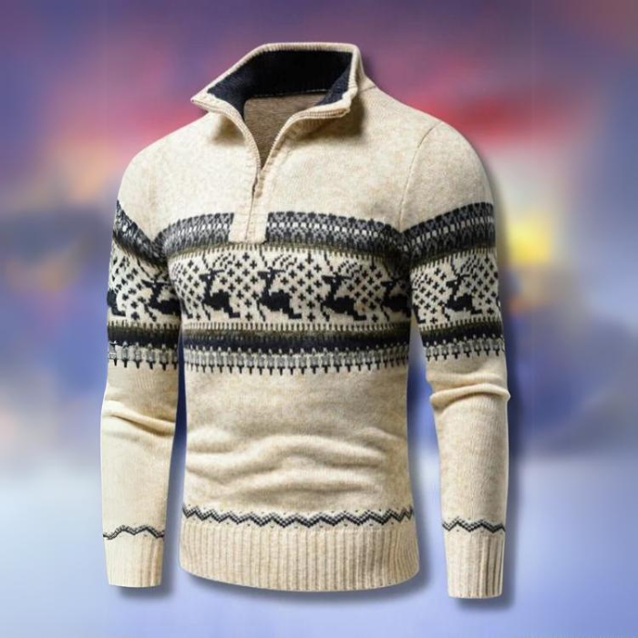 Kris | Men's Fair Isle Half-Zip Sweater - Image 3