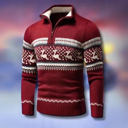 Kris | Men's Fair Isle Half-Zip Sweater - Image 1