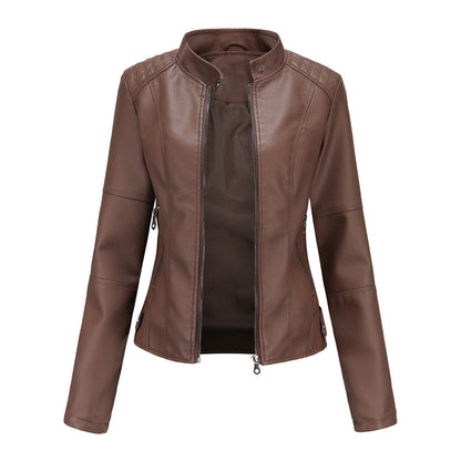 Lillian | Women's Collarless Biker Jacket - Image 9
