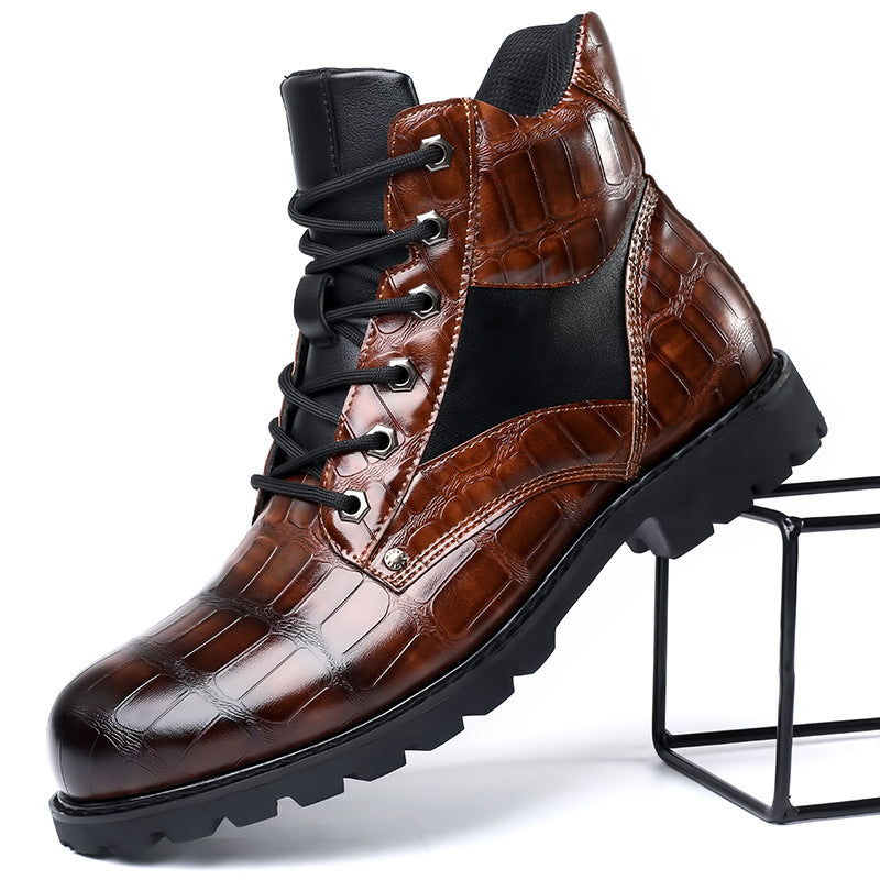 Jamison | Men's Combat Alligator Embossed Ankle Boots - Image 1