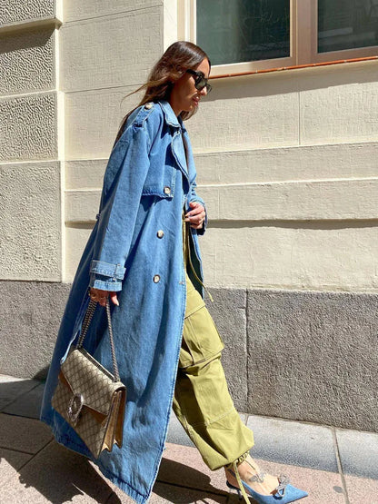 Priscilla | Women's Oversized Denim Trench Coat - Image 3