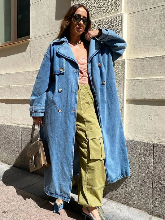 Priscilla | Women's Oversized Denim Trench Coat - Image 1