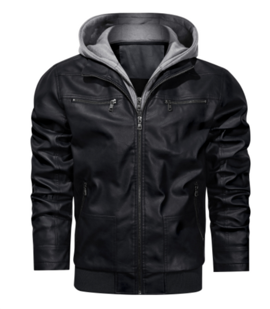 Don | Men's Hooded Leather Bomber Jacket