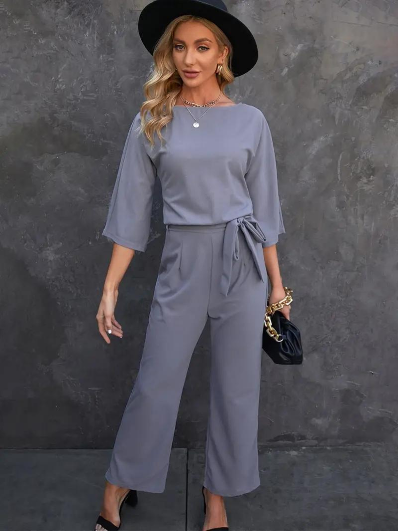 Kathleen | Women's Tie Waist Maxi Jumpsuit - Image 3