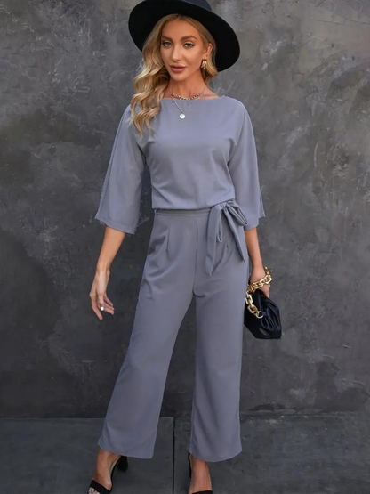 Kathleen | Women's Tie Waist Maxi Jumpsuit - Image 3