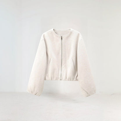 Bella | Women's Balloon Sleeve Zip-Up Bomber Jacket - Image 4