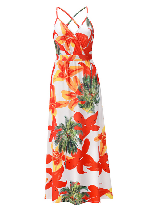 Grace | Elegant Long Summer Dress in Vibrant Orange