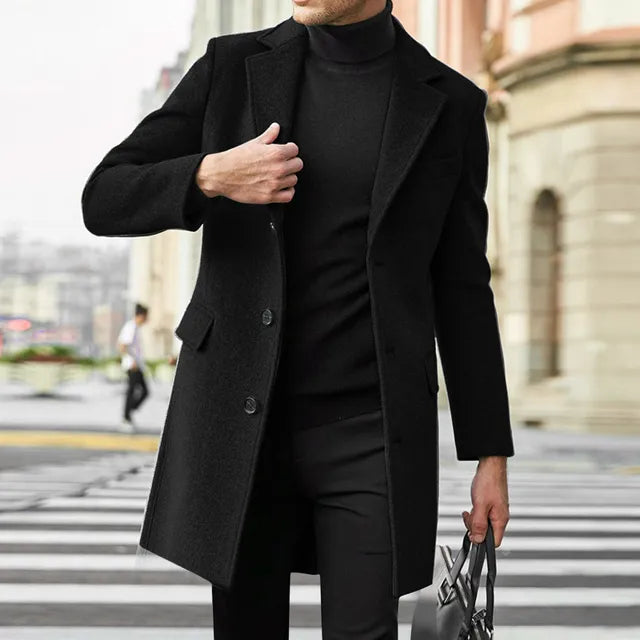 Keith | Men's Long Coat Single-Breasted Overcoat - Image 3