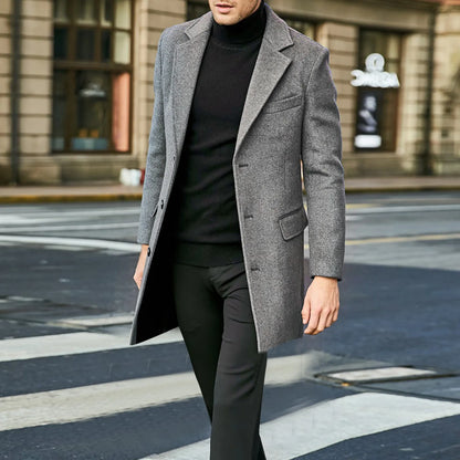 Keith | Men's Long Coat Single-Breasted Overcoat - Image 4