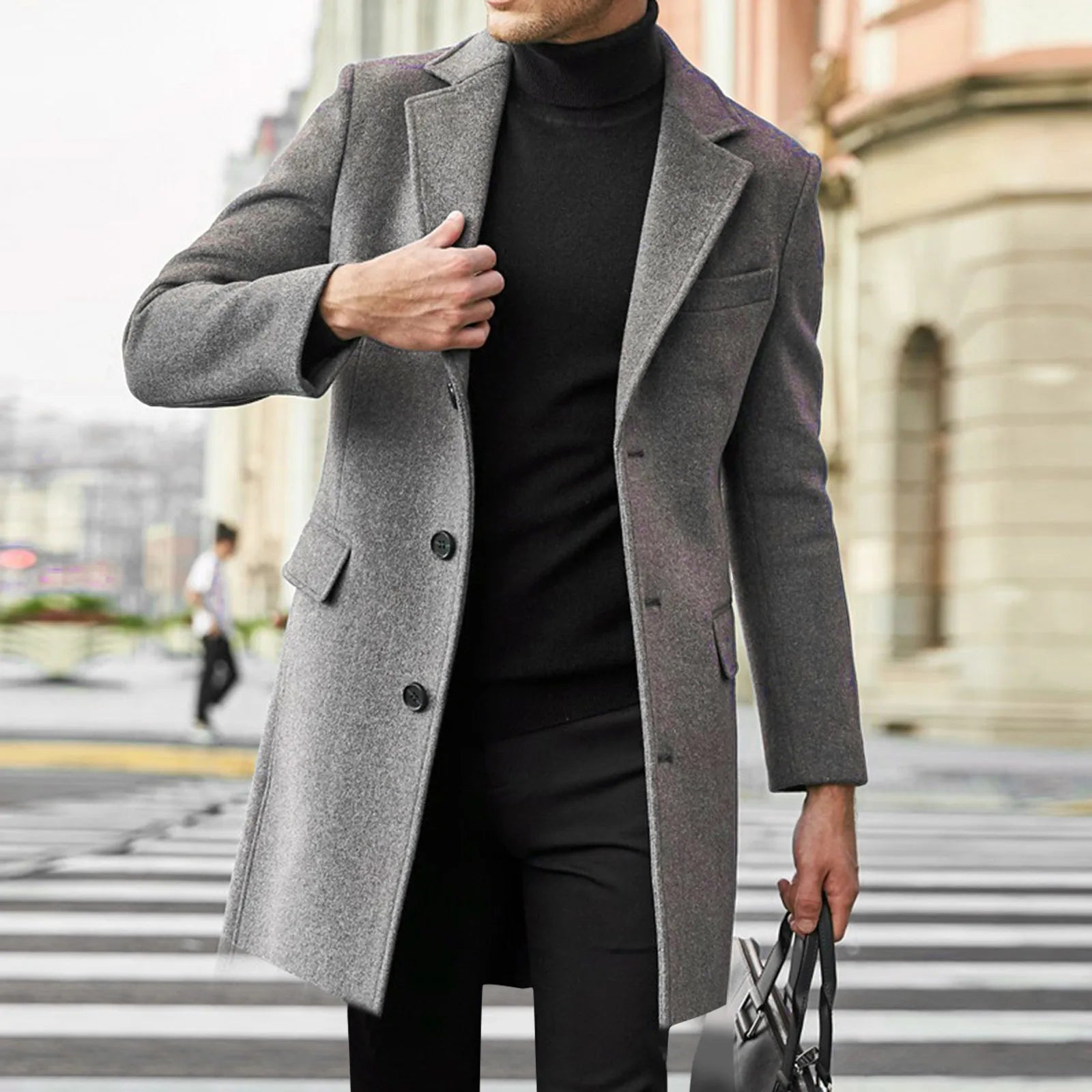 Keith | Men's Long Coat Single-Breasted Overcoat - Image 1