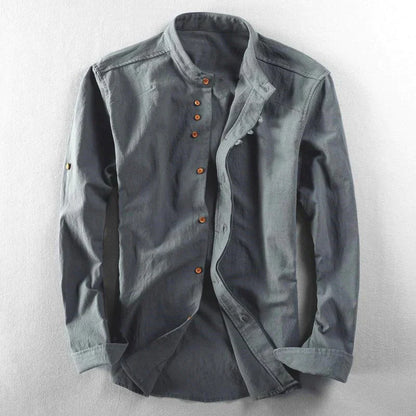 Maxwell | Men's Band Collar Button-Down Shirt - Image 4