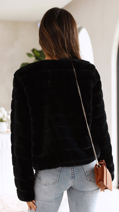 Nancy | Women's Cropped Faux Fur Jacket - Image 12