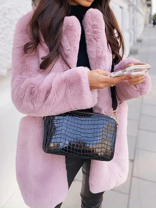Bridget | Women's Faux Fur Long Open Front Coat - Image 1