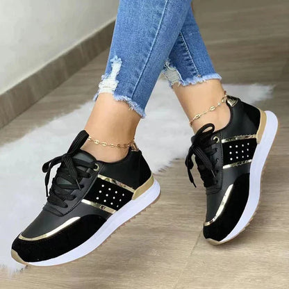 Nicolette | Women's Lace-Up Metallic Accent Sneakers - Image 4