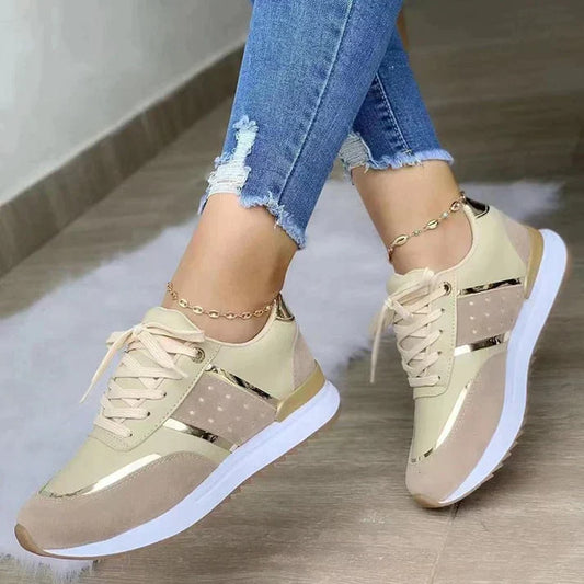 Nicolette | Women's Lace-Up Metallic Accent Sneakers - Image 1