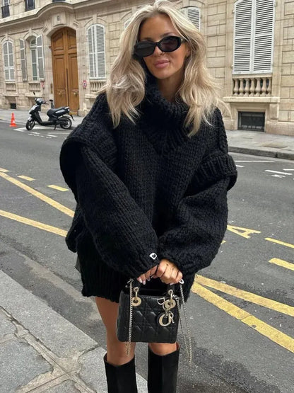 Rochelle | Women's Oversized Chunky Knit Sweater Dress - Image 1