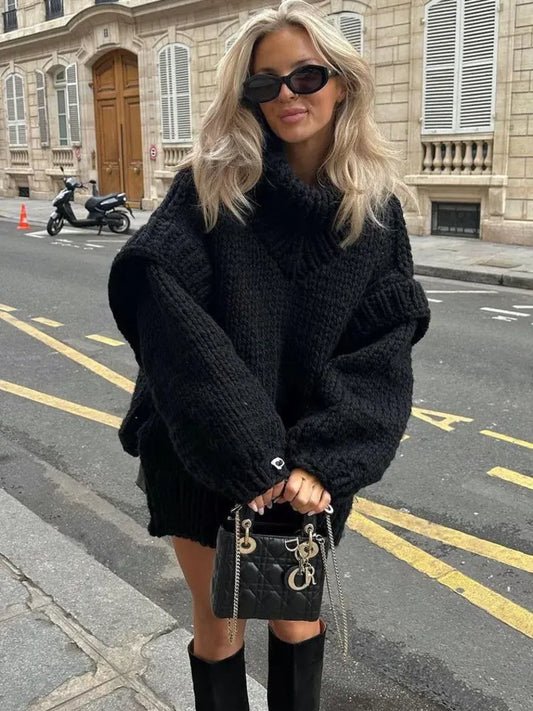Rochelle | Women's Oversized Chunky Knit Sweater Dress - Image 1