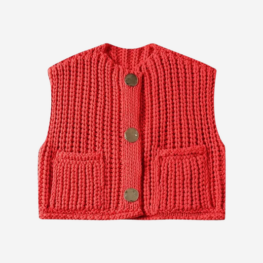 Zoe | Women's Button-Front Chunky Knit Sweater Vest - Image 1