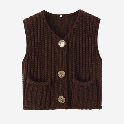 Zoe | Women's Button-Front Chunky Knit Sweater Vest - Image 7
