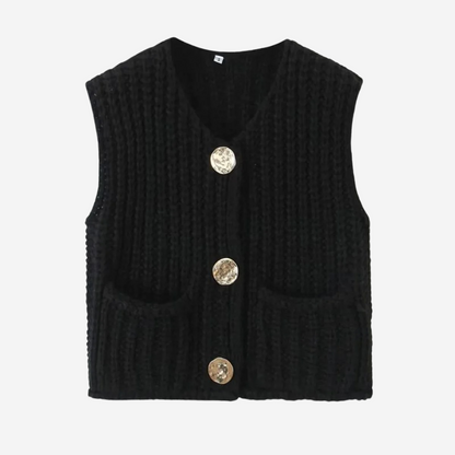 Zoe | Women's Button-Front Chunky Knit Sweater Vest - Image 5