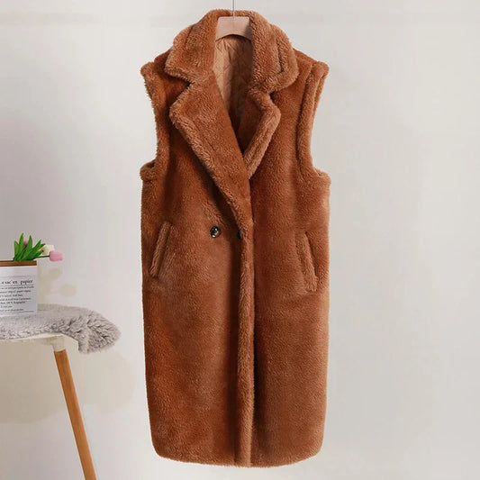 Aimee | Women's Sleeveless Double Breasted Long Vest - Image 1
